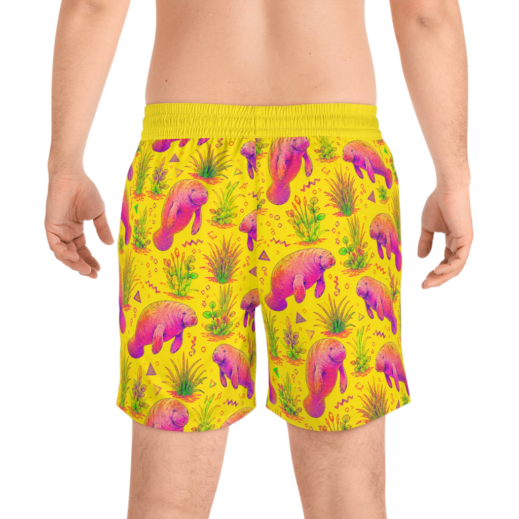 Neon Manatee - Men's Mid-Length Swim Shorts