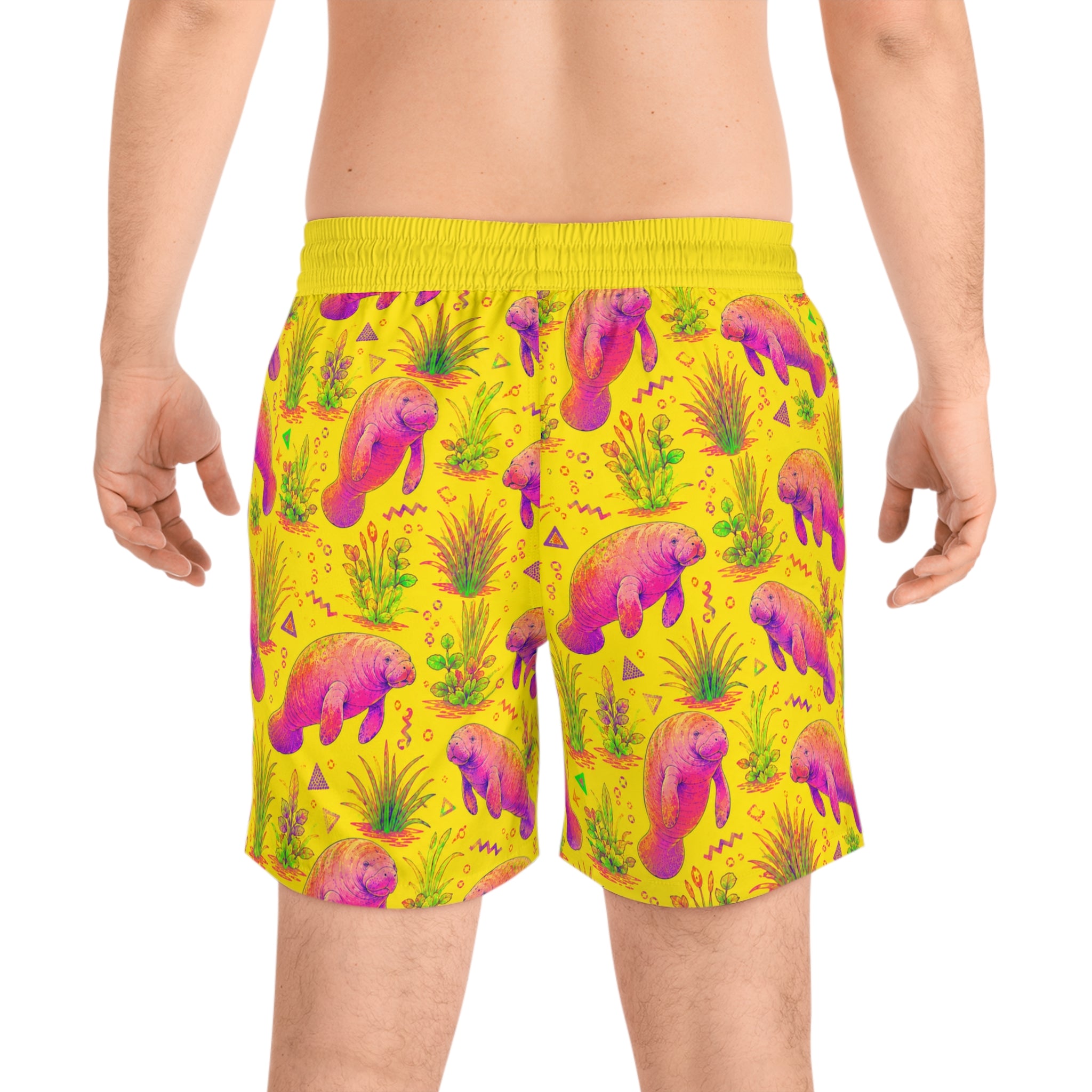 Neon Manatee - Men's Mid-Length Swim Shorts