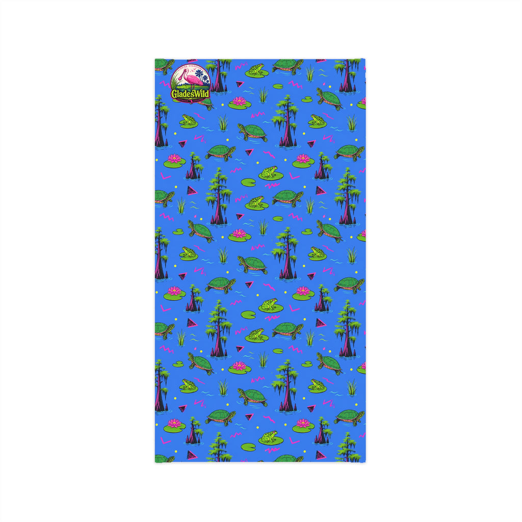 Turtle Pop Neck Gaiter — Colorful Swamp All-Over Print