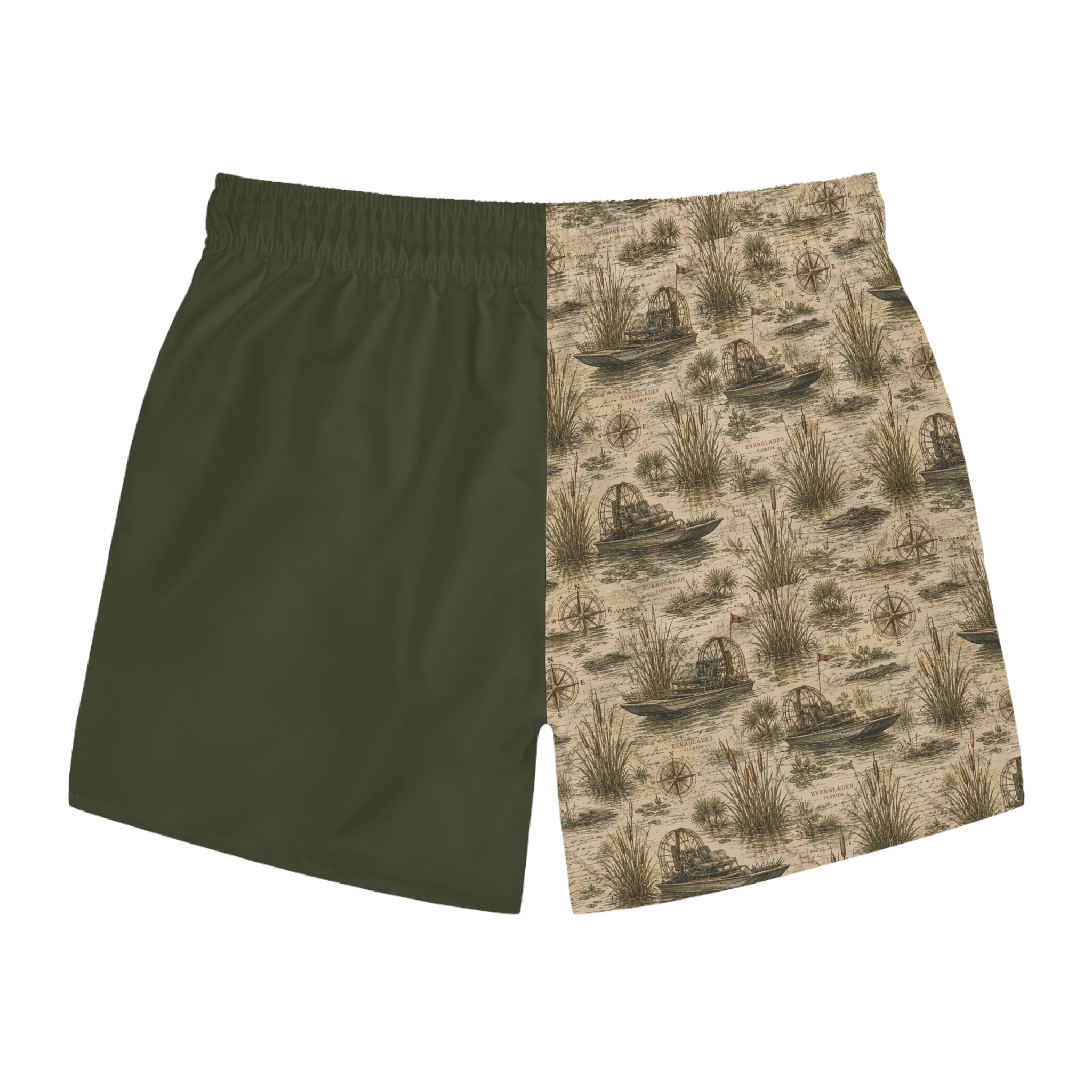 Airboat Heritage  – Olive Split-Panel Swim Trunks