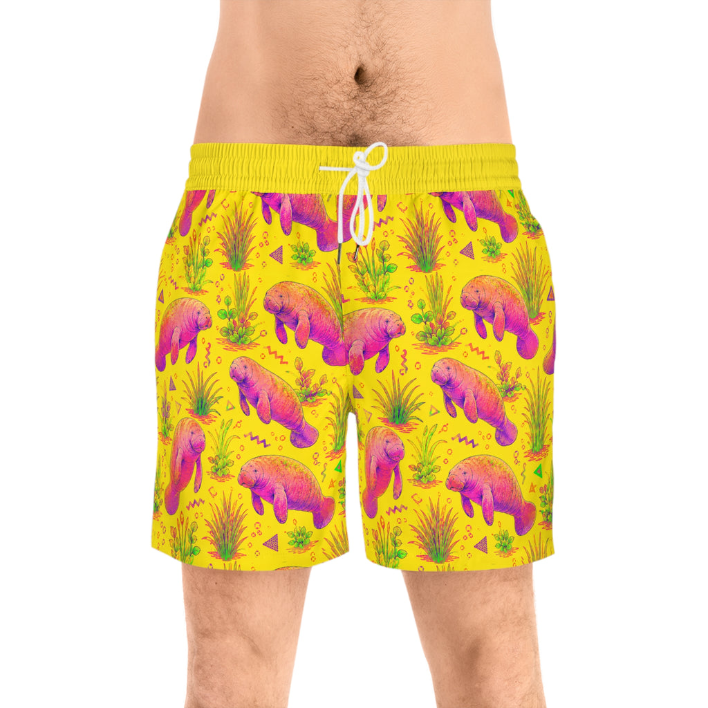 Neon Manatee - Men's Mid-Length Swim Shorts