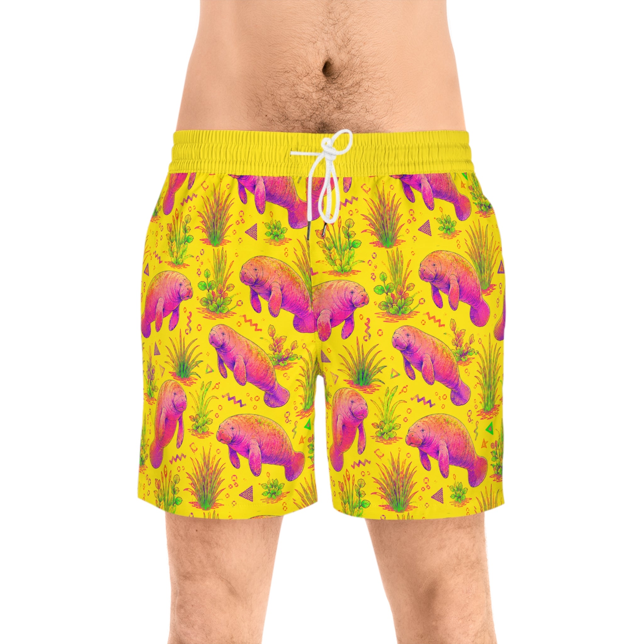 Neon Manatee - Men's Mid-Length Swim Shorts