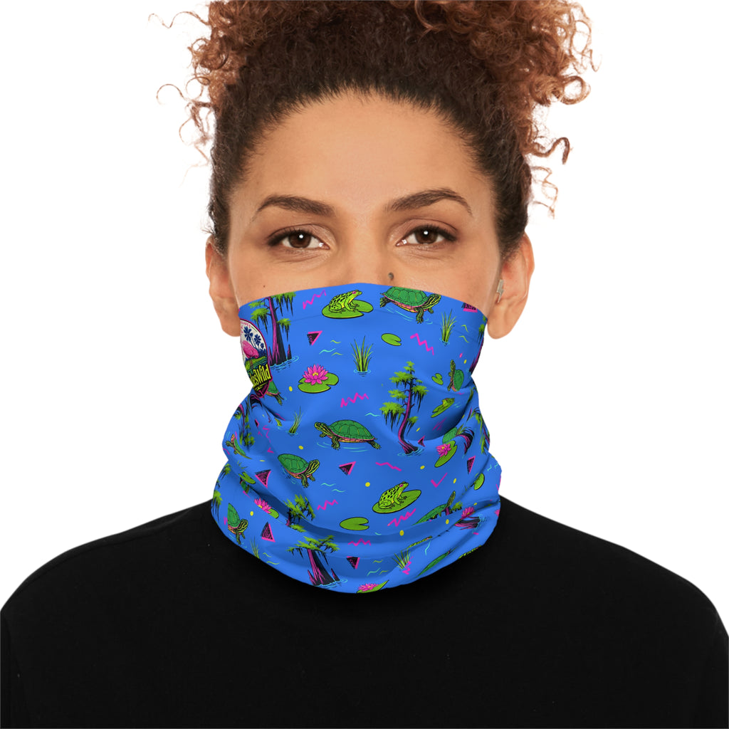 Turtle Pop Neck Gaiter — Colorful Swamp All-Over Print